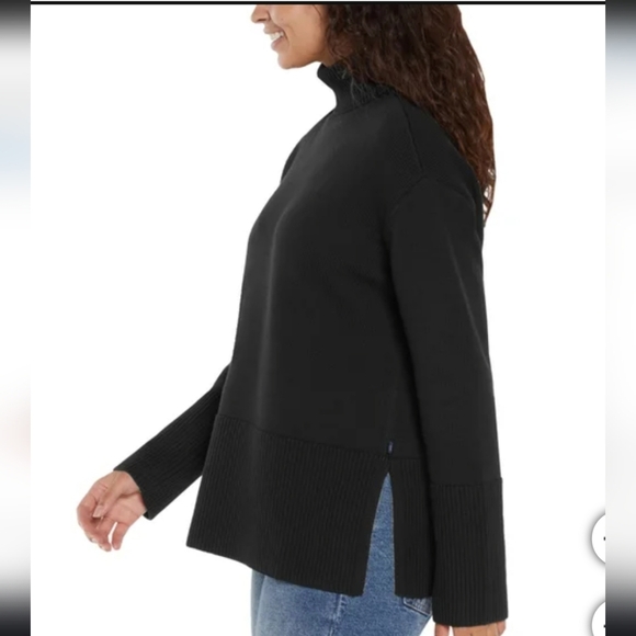 ❤️Gap Turtleneck Sweater Women's Small Black Split Hem Chunky Knit Ribbed … - Picture 1 of 15